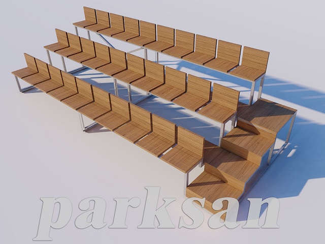 Tribün Oturma Grupları / Ahşap Sırtlıklı Tribün Oturma Grubu (30 Kişi) - 60736
