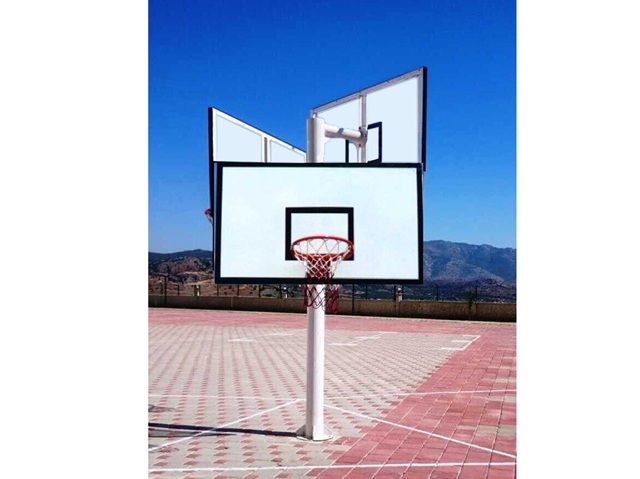 Basketbol Potası Tek Direk Üçlü Kademeli Fiber Panya (105x180) - 60276