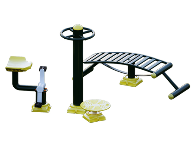 Çoklu Seri Açık Alan Park Spor Aletleri / Açık Hava Çoklu Spor Aleti Mekik, Bisiklet ve Ayakta Bel Esnetme - 81403