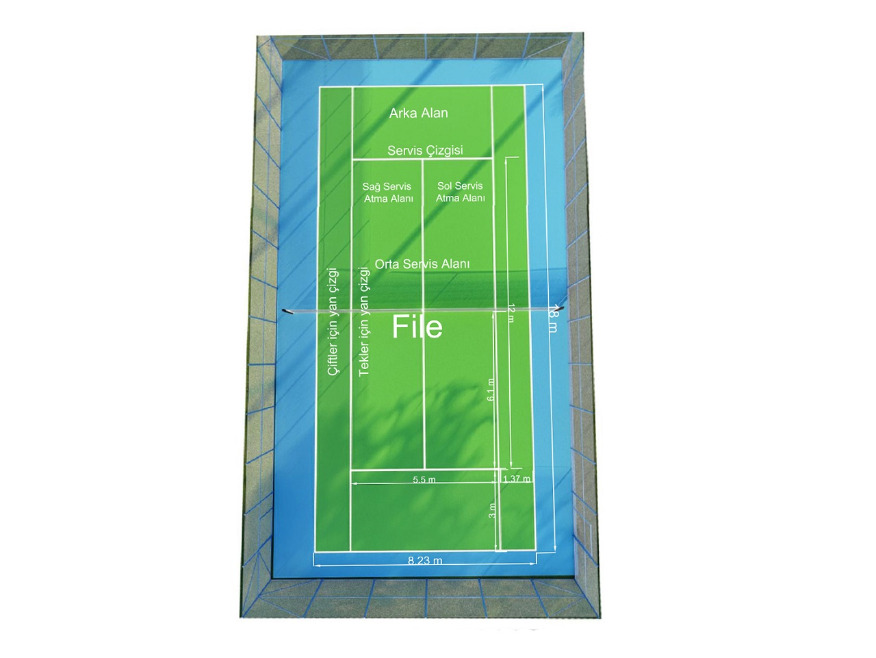 Spor Sahaları & Çok Amaçlı Spor Sahaları Yapımı / Mini Tenis Sahası - 60116 Teknik Resim