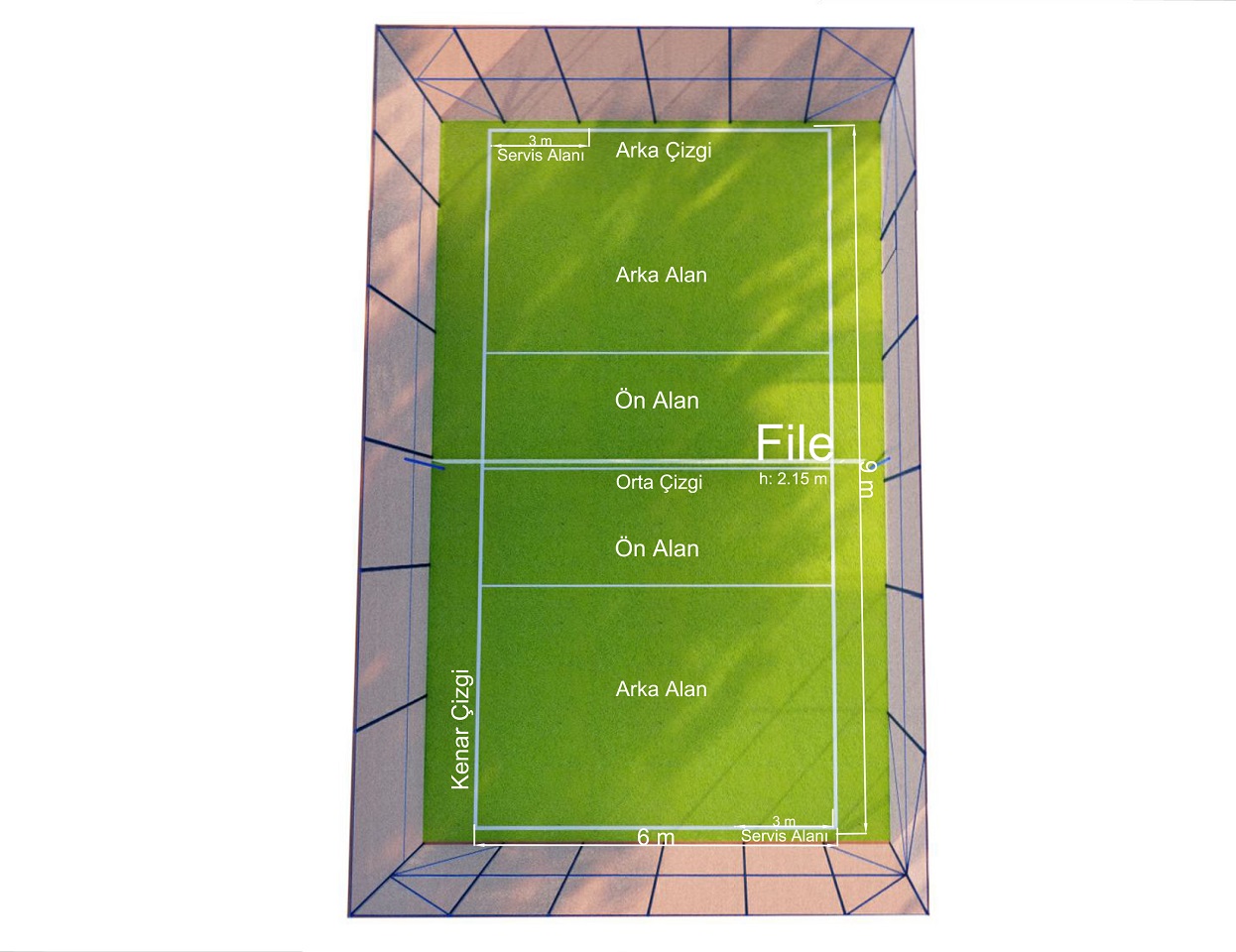 Spor Sahaları & Çok Amaçlı Spor Sahaları Yapımı / Mini Voleybol Sahası - 60118 Teknik Resim