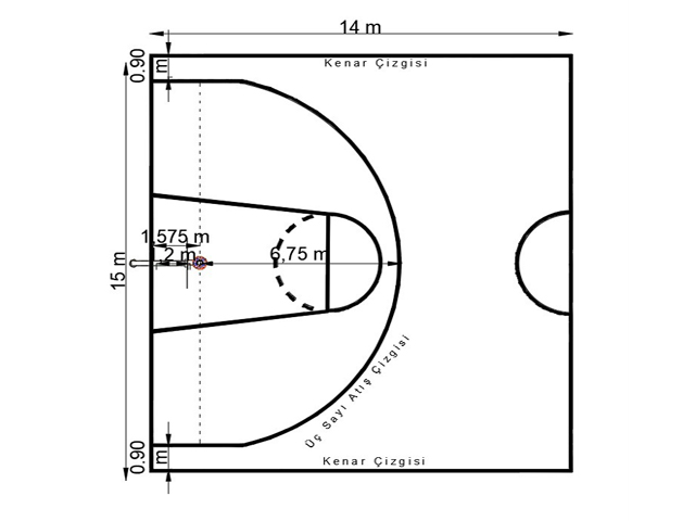 Spor Sahaları & Çok Amaçlı Spor Sahaları Yapımı / Yarım Basketbol Sahası - 60110 Teknik Resim
